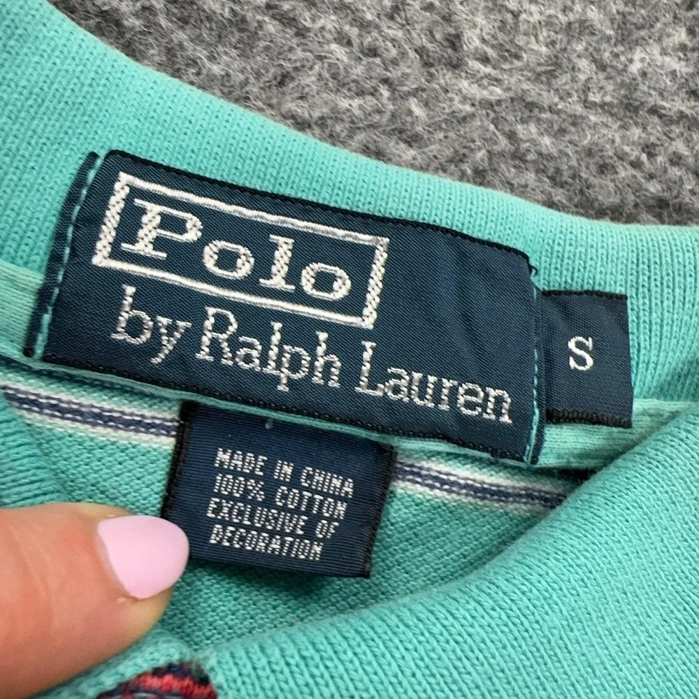 VTG Polo By Ralph Lauren Polo Shirt Mens S Multicolor Striped 100% Cotton Knit
